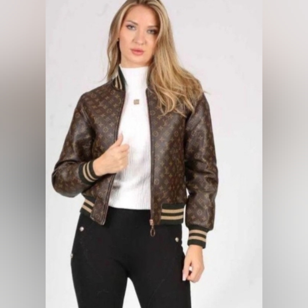 Brown Designer Monogram Jacket - image 2